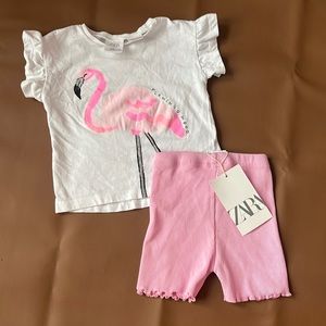 NWOT Zara Flamingo Pink Outfit (6-9 months)